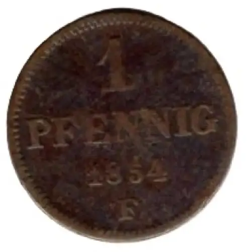 Sachsen Königreich 1 Pfennig 1854 F Johann