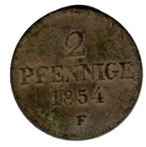 Sachsen Königreich 2 Pfennig 1854 F Johann