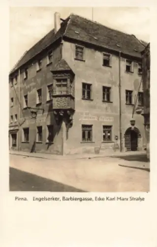 01796 Pirna Elbe Engelserker Barbiergasse Ecke Karl-Marx-Strasse * 1954