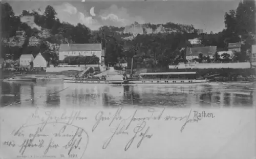 Elbdampfer "Austria" vor Rathen Mondscheinkarte o 1899
