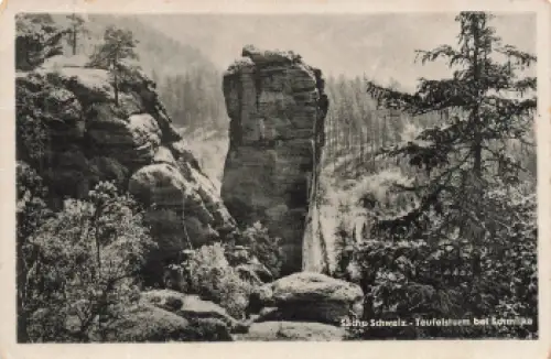01814 Schmilka Sächsische Schweiz Teufelsturm Kletterfelsen o um 1950