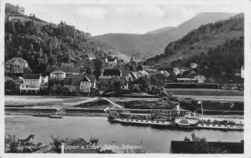 Elbdampfer "Pillnitz" vor Krippen Sächsische Schweiz o 1933