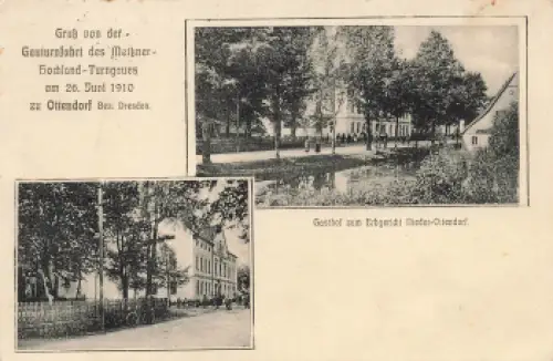 01844 Niederottendorf Gasthof Erbgericht Gauturnfahrt des Meissner Hochland Turngau 1910