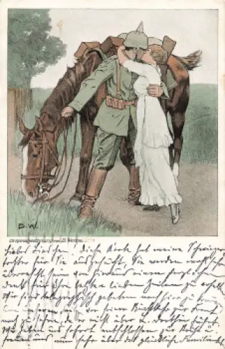 Kavallerist Künstlerkarte Brynolf Wennerberg B.W. o 1915