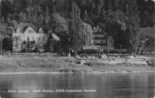 01829 Stadt Wehlen Sächsische Schweiz FDGB Ferienheim Vorwärts o um 1959