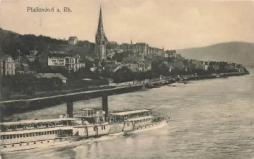 56072 Pfaffendorf Koblenz mit Rheindampfer "Borussia" o 1914