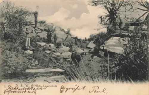 Landschaft Deutsch-Südwestafrika Feldpost Keetmanshoop 4.7.1905 nach Frankfurt Oder