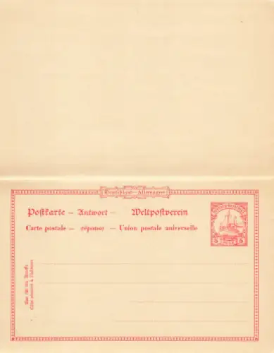 Deutsch Ostafrika Ganzsache mit Antwortkarte 5 Pesa * um 1910