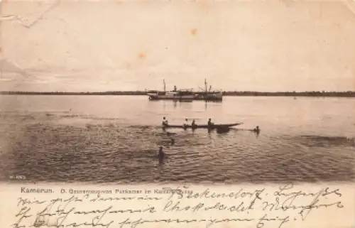 Dampfer Gouverneur von Puttkamer Woermann-Linie im Kamerunfluss o um 1910