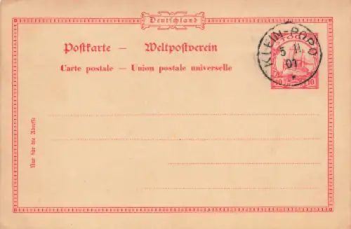 Togo Ganzsache 10 Pfennig o Klein-Popo 5.2.1901