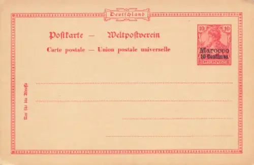 Marocco Ganzsache 10 Centimes 10 Pfennig Germania Reichspost * um 1900