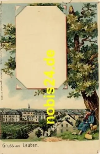 Leuben Dresden Litho Prägekarte *ca.1900