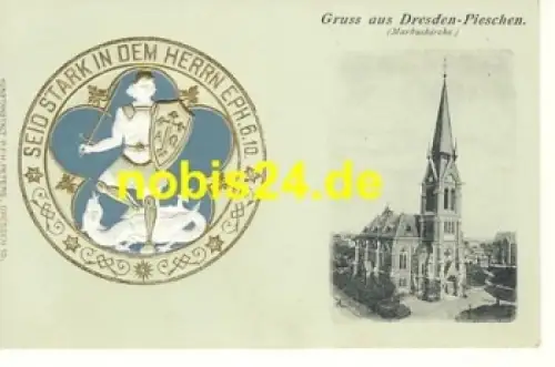 Pieschen Dresden Markuskirche Prägekarte *ca. 1900