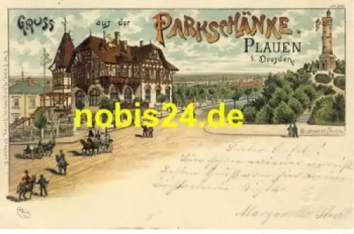 Plauen Dresden Litho Parkschänke o 13.4.1898