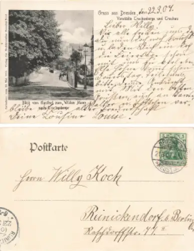 Trachenberge Trachau Dresden  vom Gasthof Wilder Mann o 1907