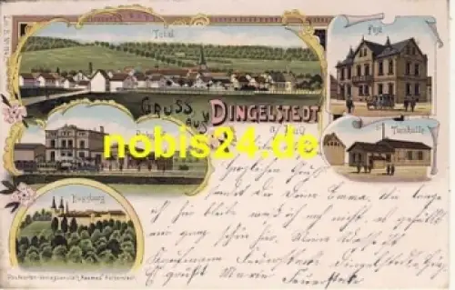 38838 Dingelstedt Litho Bahnhof Turnhalle Post o 1900