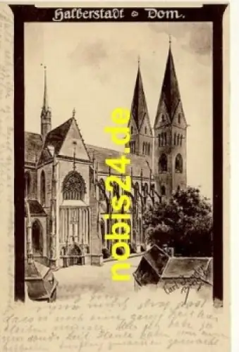 38820 Halberstadt Dom Künstlerkarte o 21.3.1909