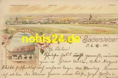 38836 Badersleben Litho mit Gasthaus o 6.7.1900