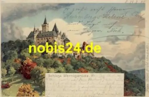 38855 Wernigerode Harz Schloss Künstlerkarte H. Hirsch o 20.7.1900