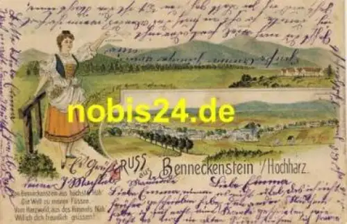 38877 Benneckenstein Litho Harz Trachten o 7.6.1900