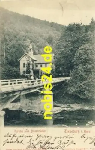 38889 Treseburg Kirche Bodebrücke o 27.6.1904