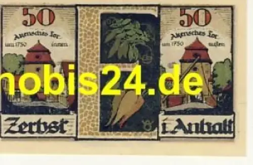 39261 Zerbst Notgeld 50 Pfennige 1921