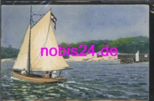 18586 Göhren Rügen Künstlerkarte Segelboot *ca.1925