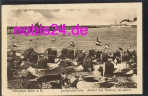 18586 Sellin Rügen Brücke Stettiner Dampfer o 1926