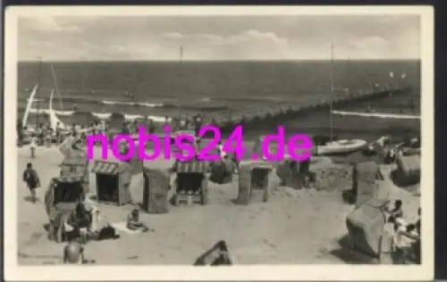 18609 Binz Rügen Strand Landesteg o 21.7.1956