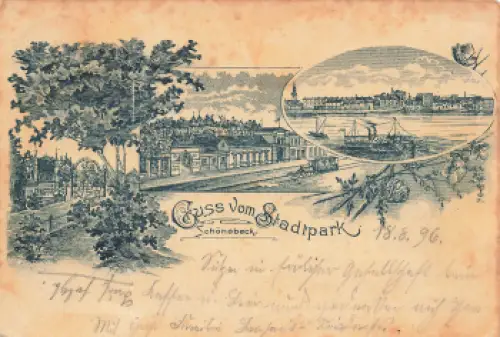 39218 Schönebeck Litho Stadtpark o 1896