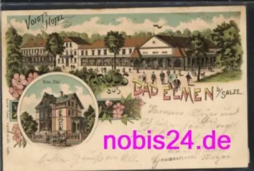 39218 Bad Elmen bei Salze Litho Voigts Hotel o 1900