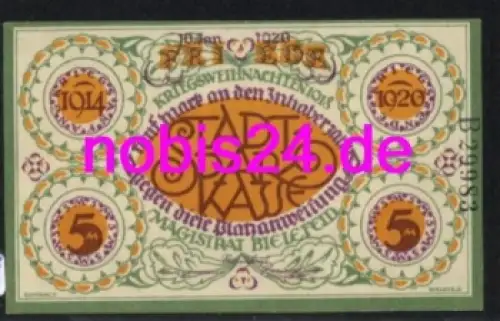 Bielefeld Notgeld 5 Mark 1920