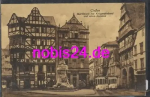 Giessen Marktplatz Strassenbahnen *ca.1920