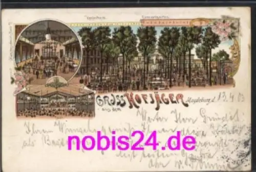 Magdeburg Gasthof Hofjäger Litho o 13.4.1903