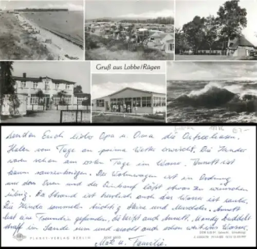 18565 Lobbe Insel Rügen Grosskarte DIN-Lang gebr. 1978