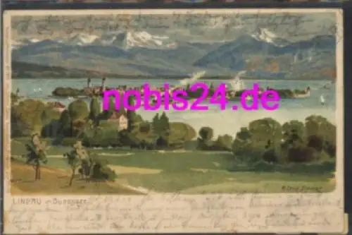 88131 Lindau Litho Künstlerkarte Bodensee o 30.6.1903