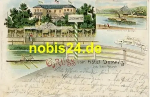 Loschwitz Dresden Litho Hotel Demnitz o 1899