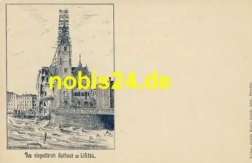 Löbtau Dresden das eingestürzte Rathaus  *ca.1900