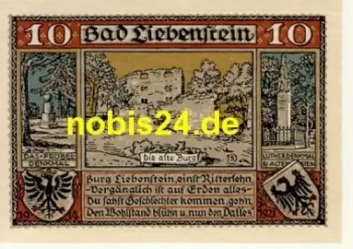 36448 Bad Liebenstein Notgeld 10 Pfennige um 1920