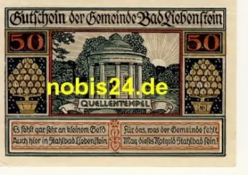 36448 Bad Liebenstein Notgeld 50 Pfennige um 1921