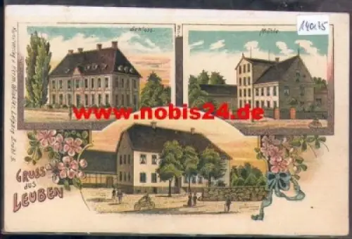 04758 Leuben Oschatz Litho, Mühle o 23.8.1910