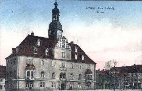 04552 Borna Rathaus o 09.12.1914 Bahnpost Leipzig - Chemnitz