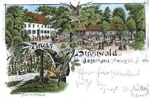 04654 Frohburg Streitwald Jägerhaus Farblitho o 9.5.1898