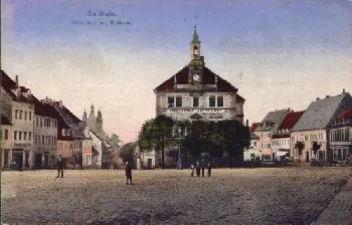 04643 Geithain, Marktplatz mit Rathaus, * ca. 1920