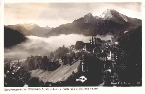 83471 Berchtesgaden mit Watzmann, Schönfeldspitze, Funtensee, gebr. 27.5.1951