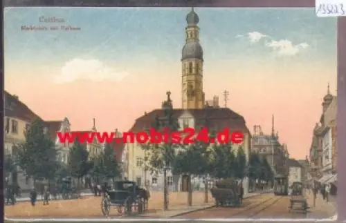 Cottbus Marktplatz mit Rathaus gebr. ca. 1920