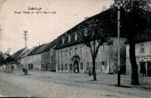 03253 Dobrilugk Haupt-Straße mit Hotel Rautenstock *ca. 1920