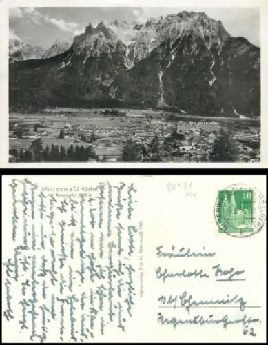 82481 Mittenwald mit Karwendel o 19.6.1951
