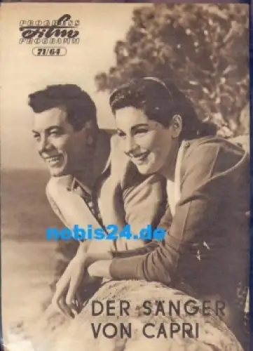 Der Sänger von Capri mit ​​​​​​​Mario Lanza Johanna v. Koczian Hans Söhnker Zsa-Zsa Gabor 71/64  Progress Film Programm