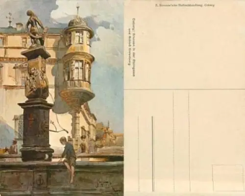 Coburg Brunnen Steingasse Künstlerkarte  *ca.1910